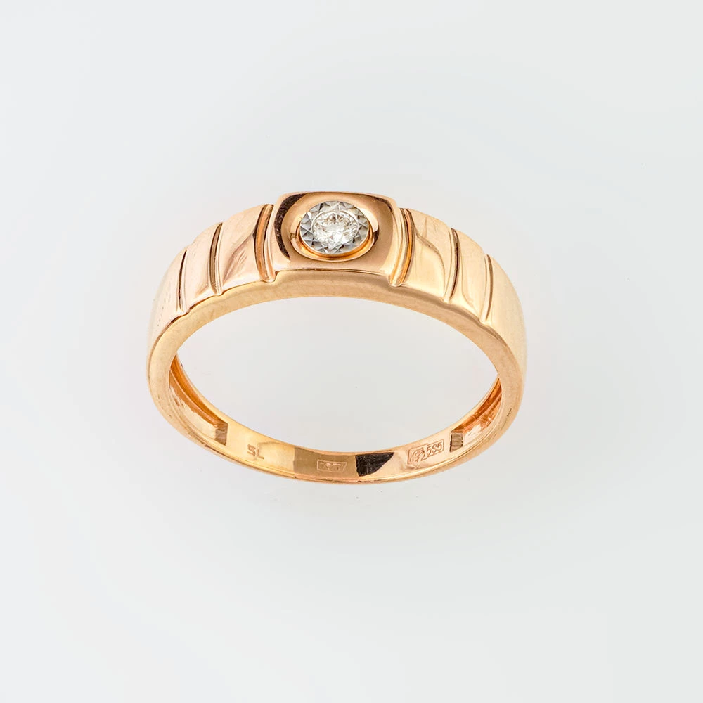 Кольцо с бриллиантом из красного золота 585 пробы