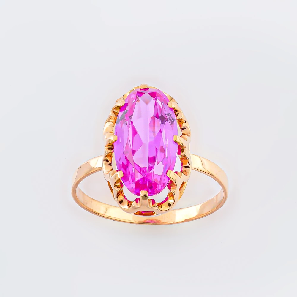 Кольцо с фианитом из красного золота 583 пробы 1