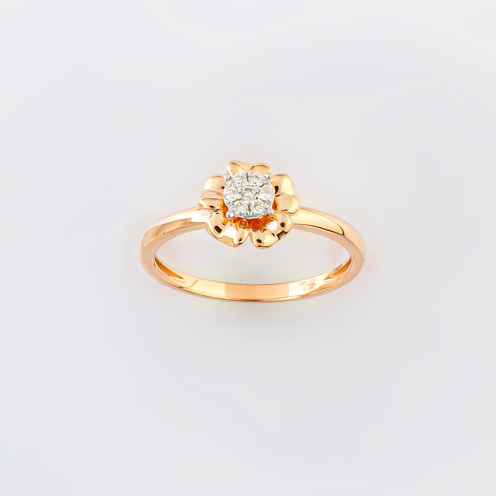 Кольцо с бриллиантом из красного золота 585 пробы Кольцо с бриллиантом из красного золота 585 пробы