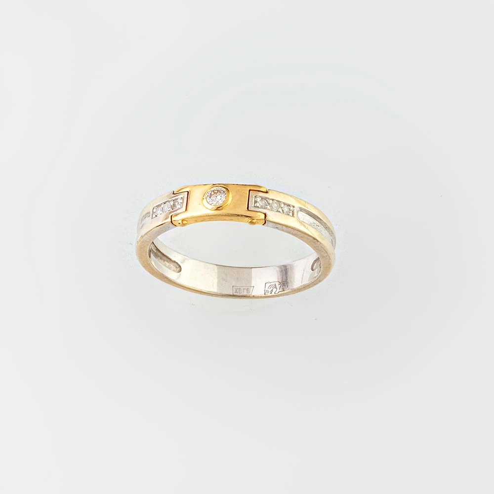 Кольцо с бриллиантом из желтого золота 750 пробы