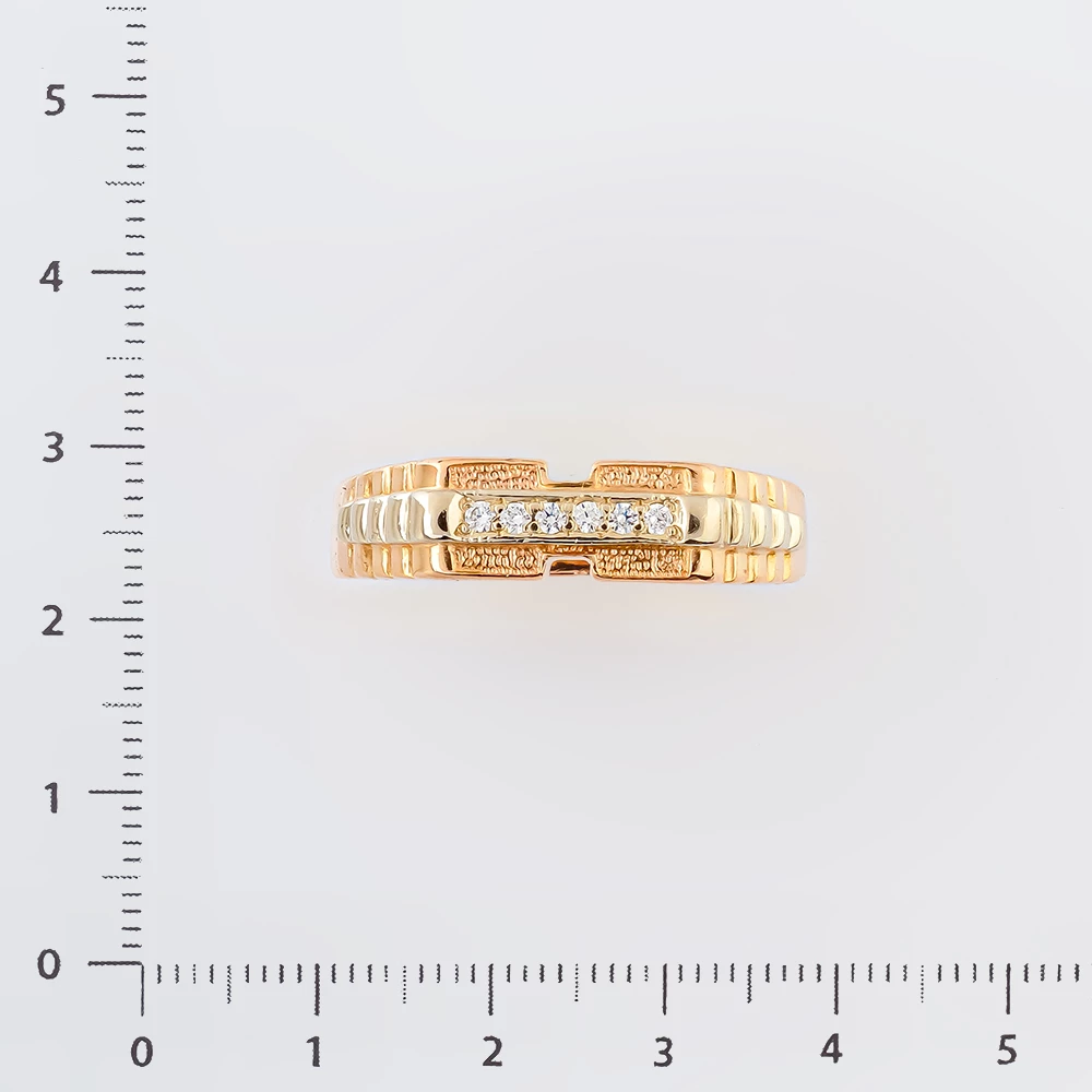 Кольцо с фианитом из красного золота 585 пробы