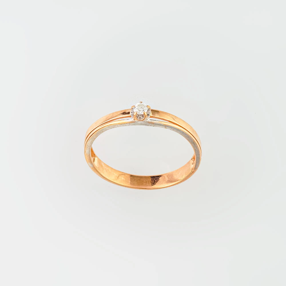 Кольцо с бриллиантом из красного золота 585 пробы