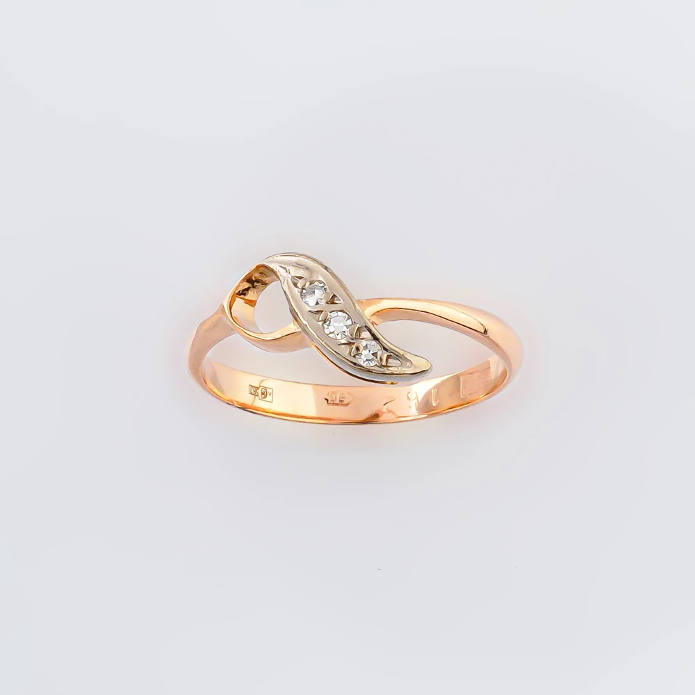 Кольцо с бриллиантом из красного золота 583 пробы