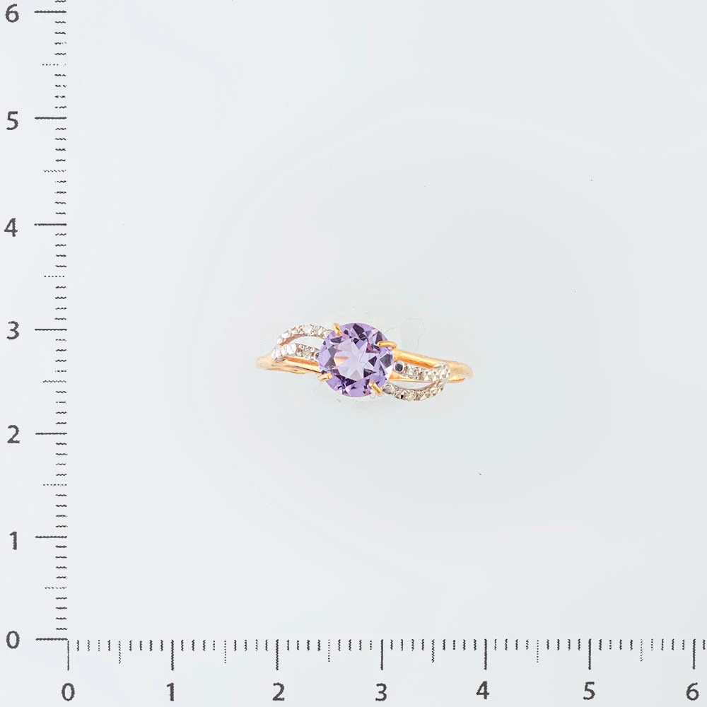 Кольцо с аметистом из желтого золота 585 пробы Кольцо с аметистом из желтого золота 585 пробы