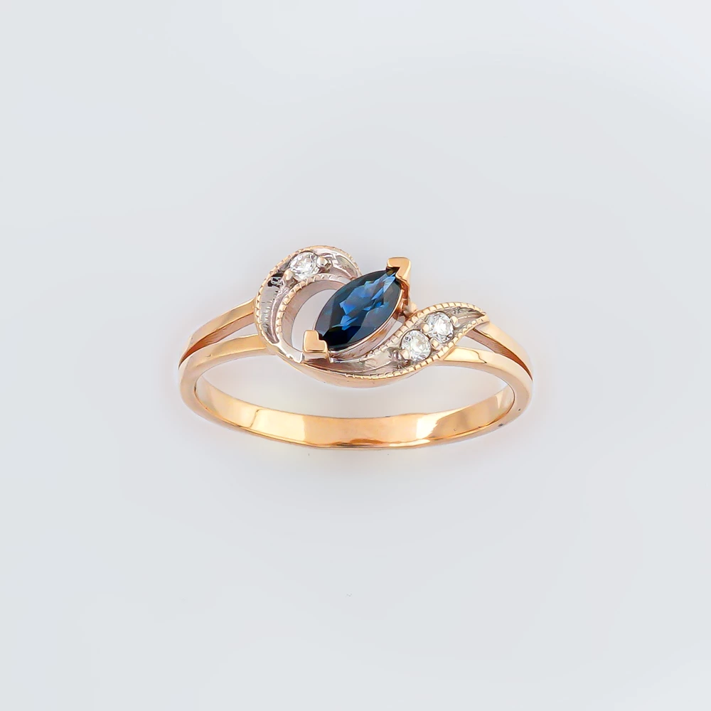 Кольцо с сапфиром из красного золота 585 пробы Кольцо с сапфиром из красного золота 585 пробы