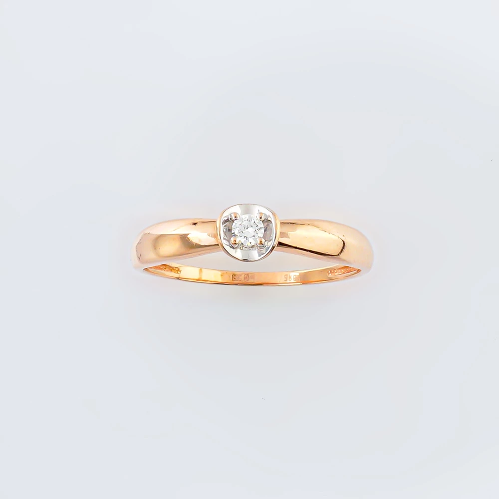 Кольцо с бриллиантом из красного золота 585 пробы