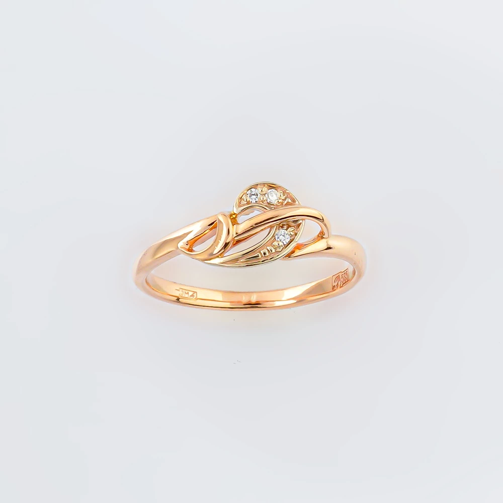 Кольцо с бриллиантом из красного золота 585 пробы