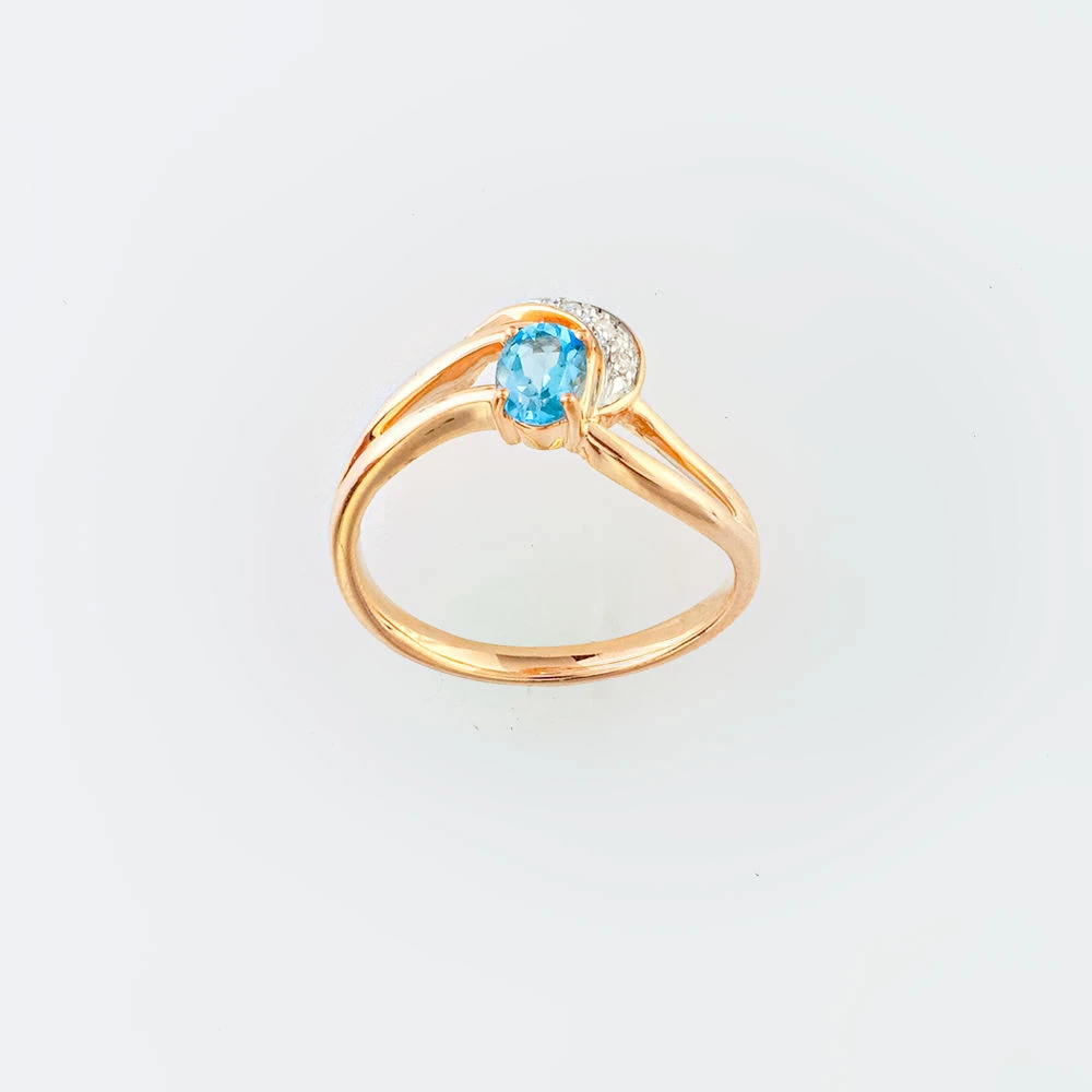 Кольцо с топазом из красного золота 585 пробы Кольцо с топазом из красного золота 585 пробы