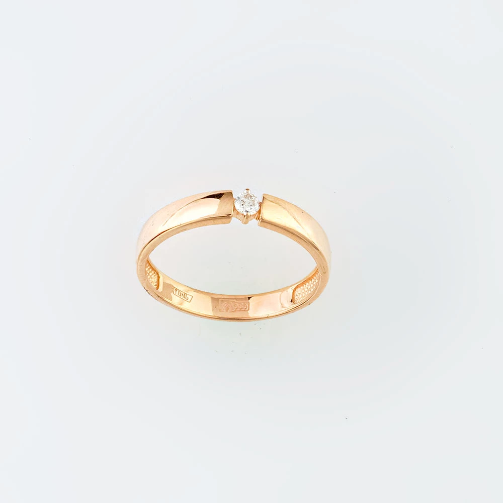 Кольцо с бриллиантом из красного золота 585 пробы