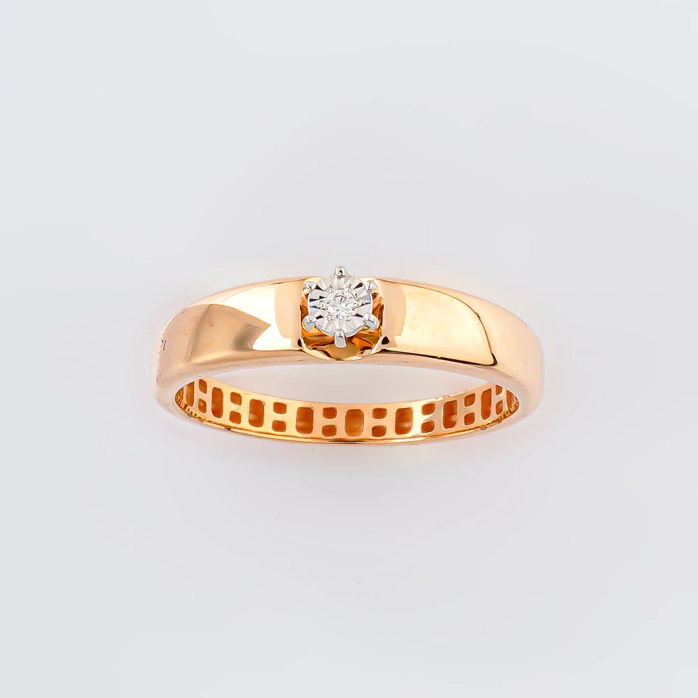 Кольцо с бриллиантом из красного золота 585 пробы