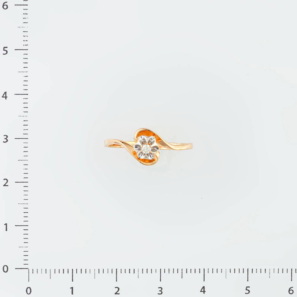 Кольцо с бриллиантом из красного золота 585 пробы