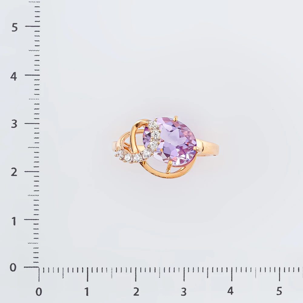 Кольцо с аметистом из красного золота 585 пробы Кольцо с аметистом из красного золота 585 пробы