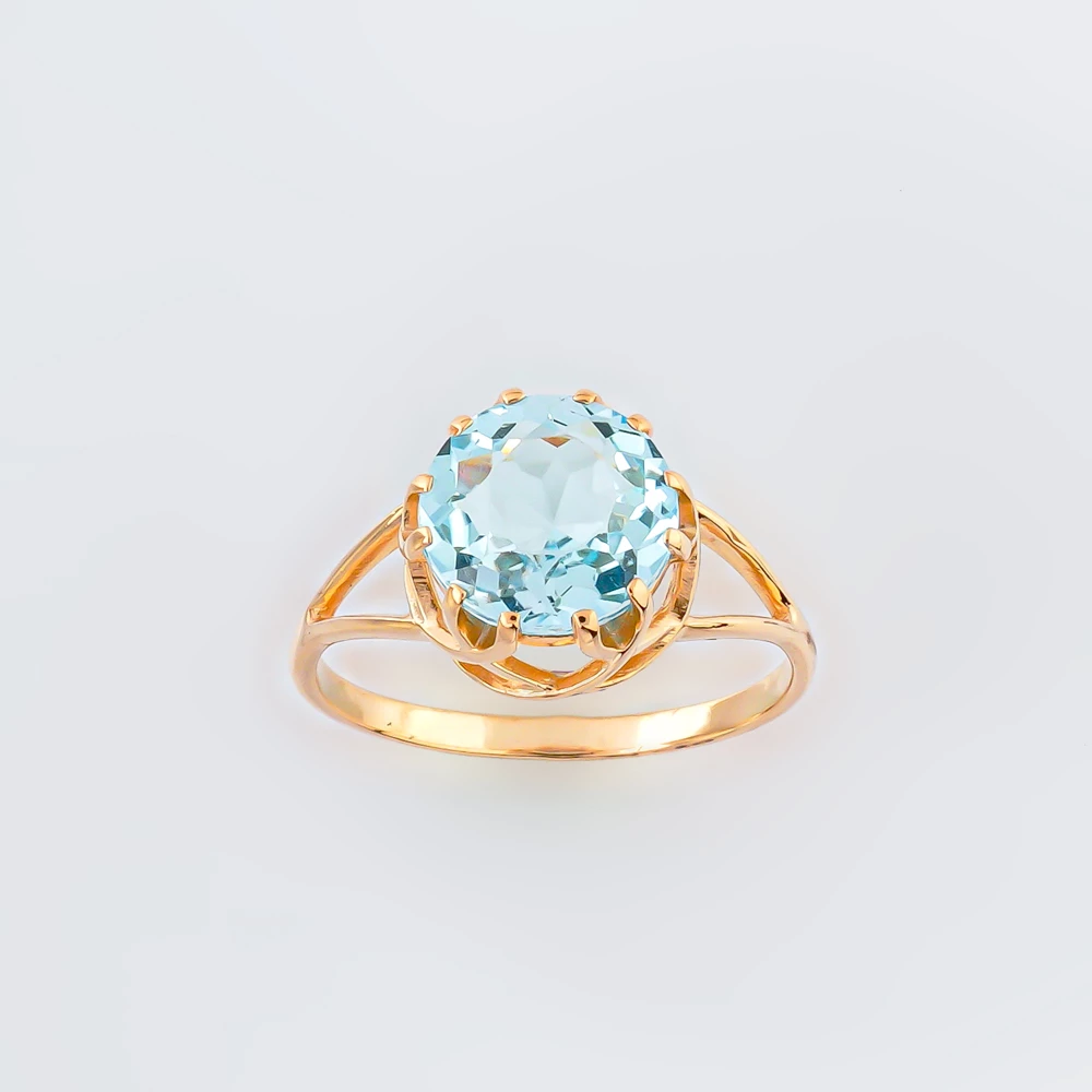 Кольцо с топазом из красного золота 585 пробы Кольцо с топазом из красного золота 585 пробы