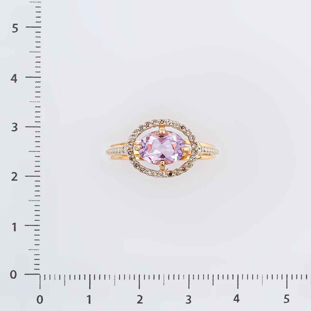 Кольцо с аметистом из красного золота 585 пробы Кольцо с аметистом из красного золота 585 пробы