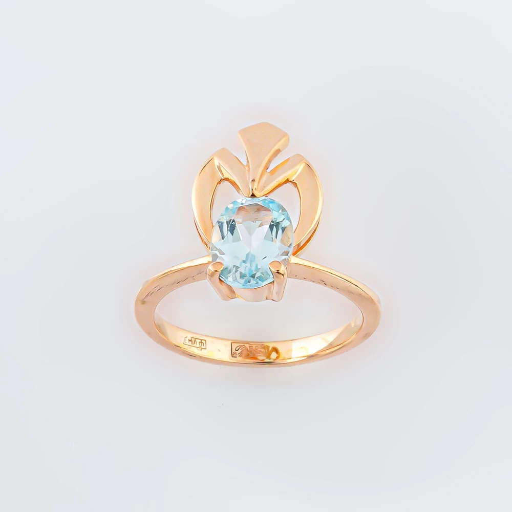 Кольцо с топазом из красного золота 585 пробы Кольцо с топазом из красного золота 585 пробы