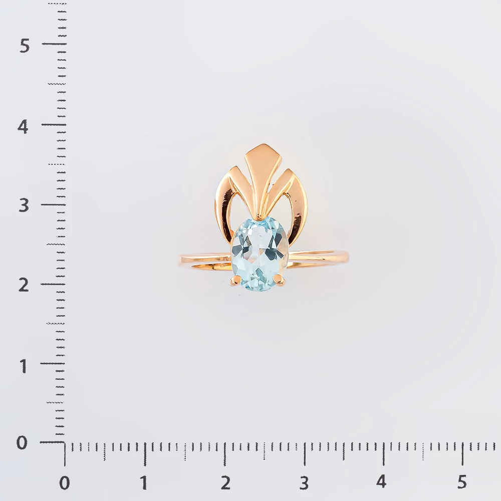 Кольцо с топазом из красного золота 585 пробы Кольцо с топазом из красного золота 585 пробы