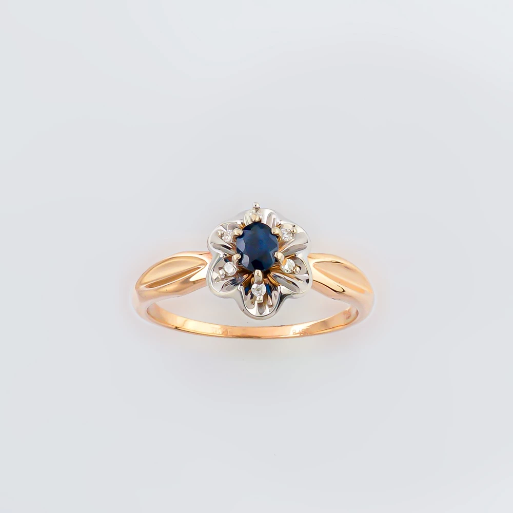 Кольцо с сапфиром из красного золота 585 пробы Кольцо с сапфиром из красного золота 585 пробы