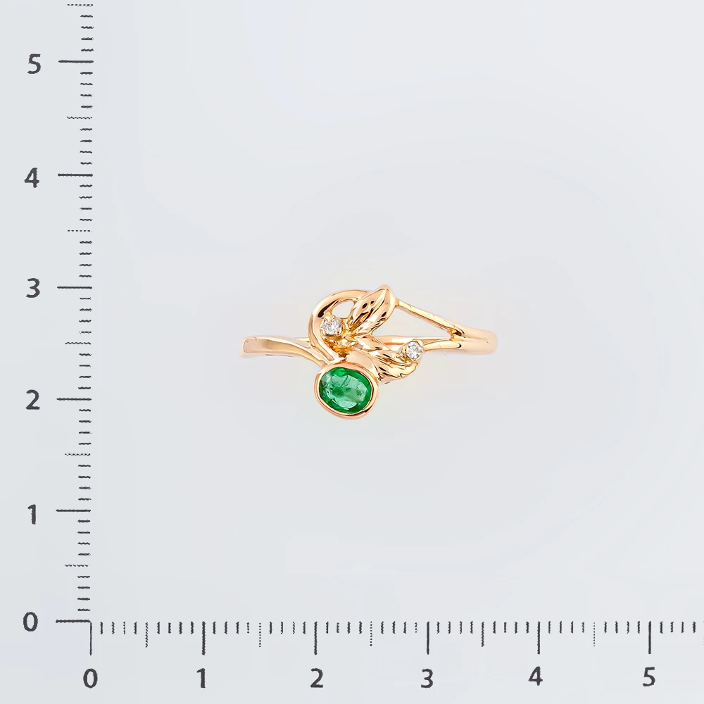 Кольцо с изумрудом из красного золота 585 пробы