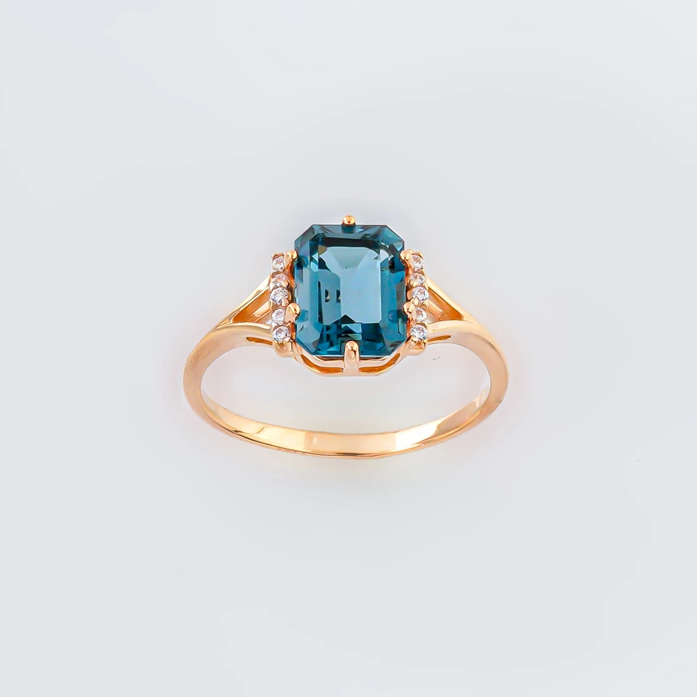 Кольцо с топазом лондон из красного золота 585 пробы Кольцо с топазом лондон из красного золота 585 пробы