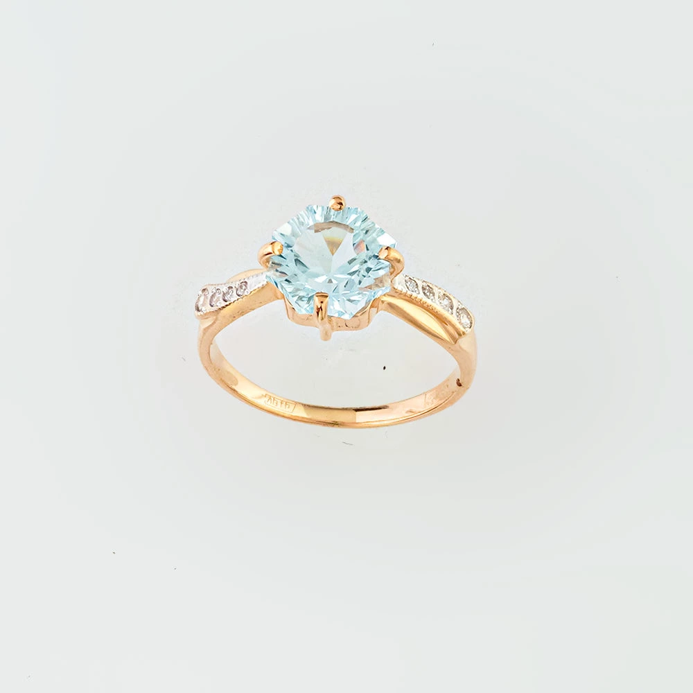 Кольцо с топазом из красного золота 585 пробы