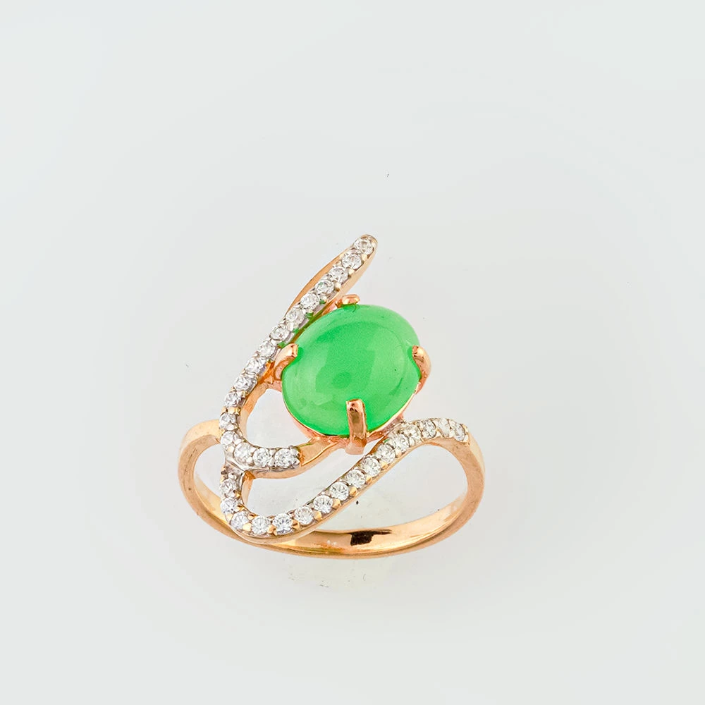 Кольцо с хризопразом из красного золота 585 пробы Кольцо с хризопразом из красного золота 585 пробы