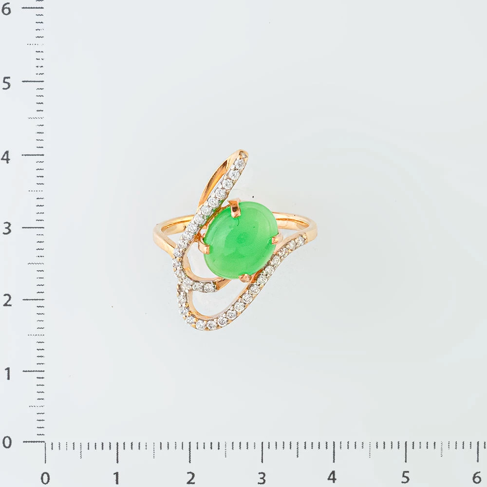 Кольцо с хризопразом из красного золота 585 пробы Кольцо с хризопразом из красного золота 585 пробы