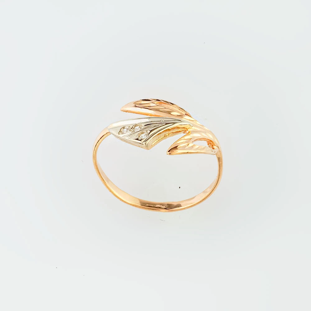 Кольцо с фианитом из красного золота 585 пробы