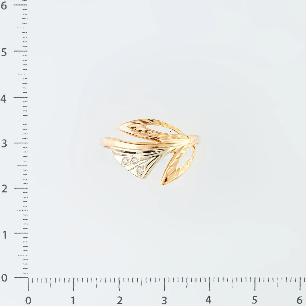 Кольцо с фианитом из красного золота 585 пробы