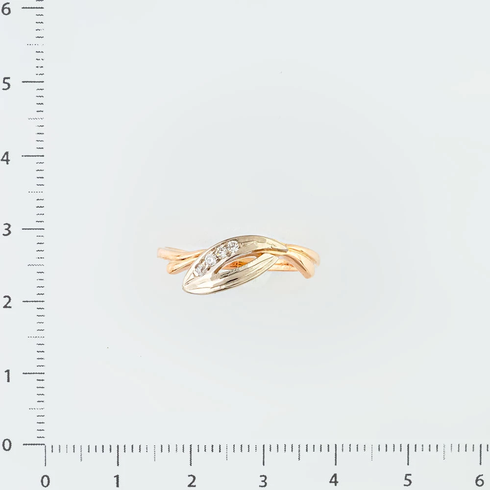 Кольцо с фианитом из красного золота 585 пробы