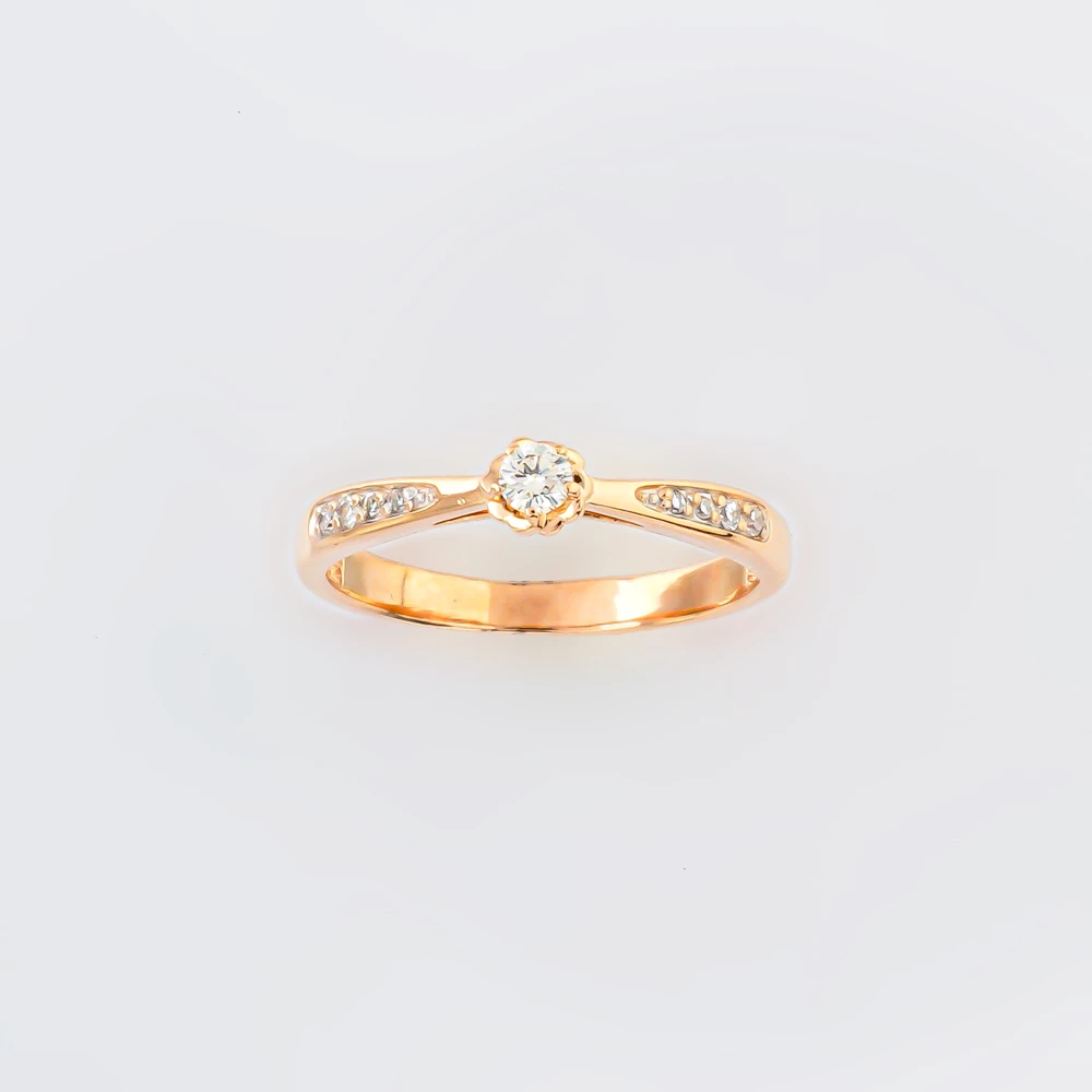 Кольцо с бриллиантом из красного золота 585 пробы