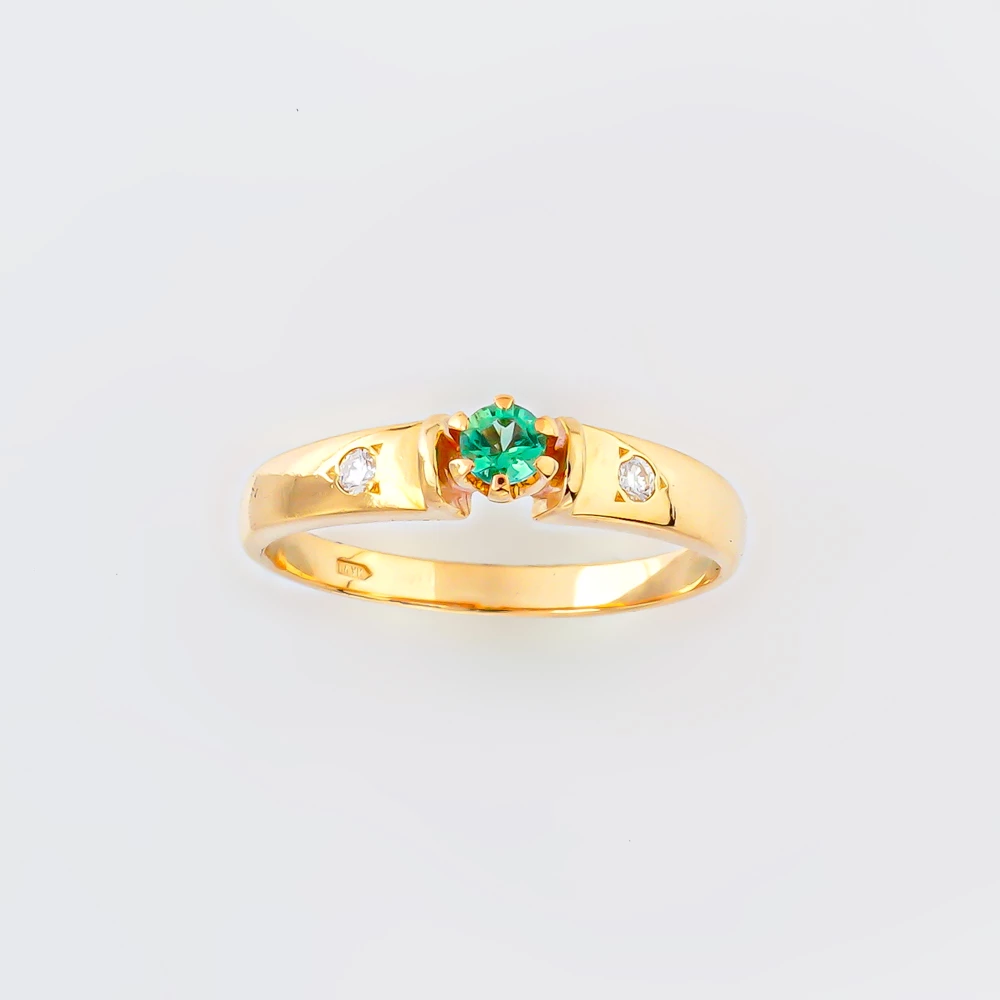 Кольцо с изумрудом из желтого золота 750 пробы 1