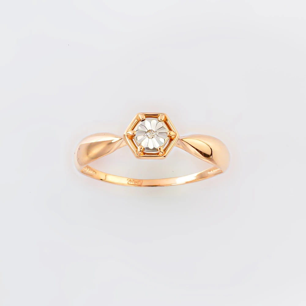 Кольцо с бриллиантом из красного золота 585 пробы