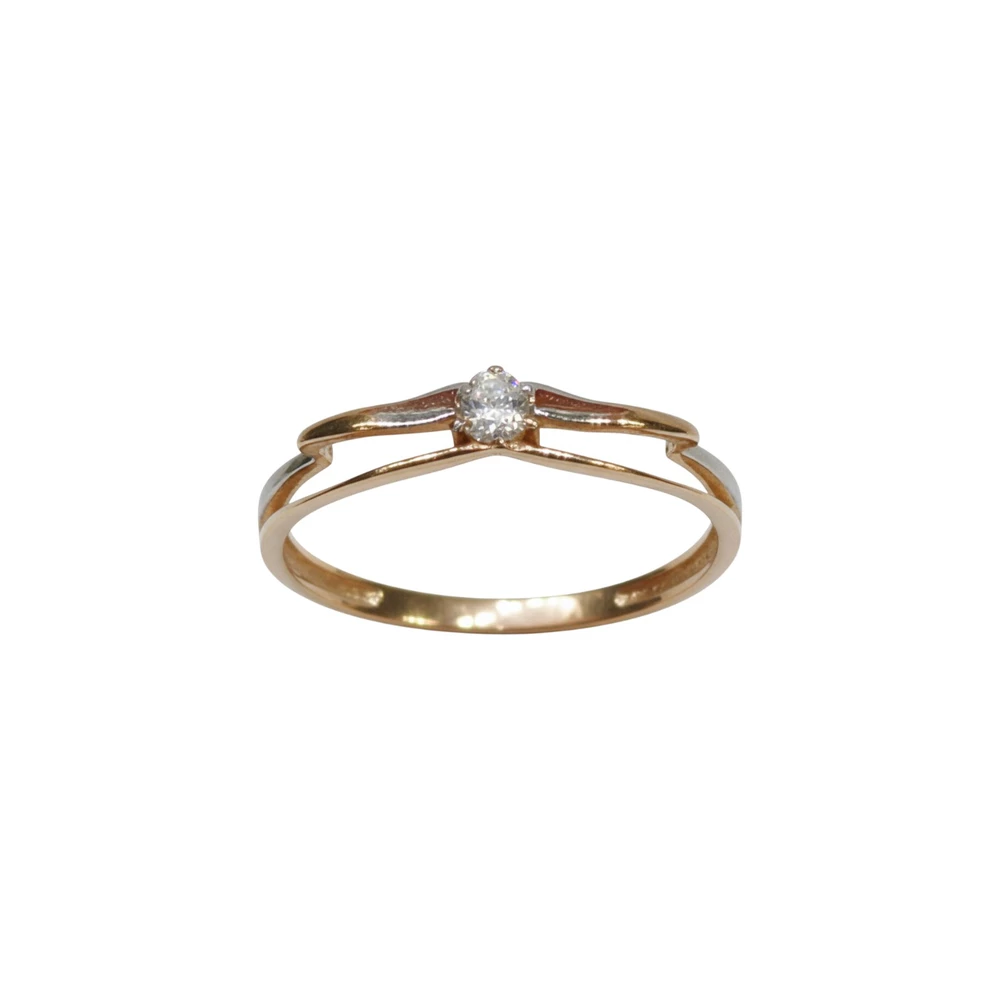 Кольцо с фианитом из красного золота 585 пробы Кольцо с фианитом из красного золота 585 пробы