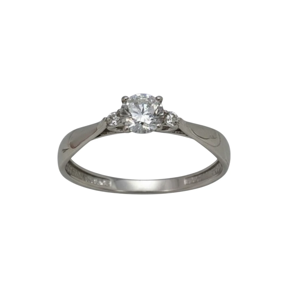 Кольцо с фианитом из белого золота 585 пробы