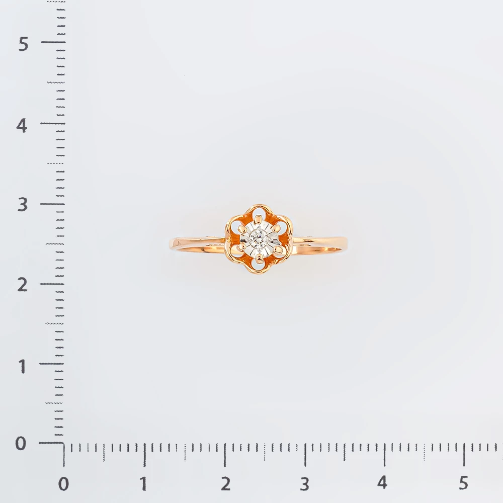 Кольцо с бриллиантом из красного золота 585 пробы