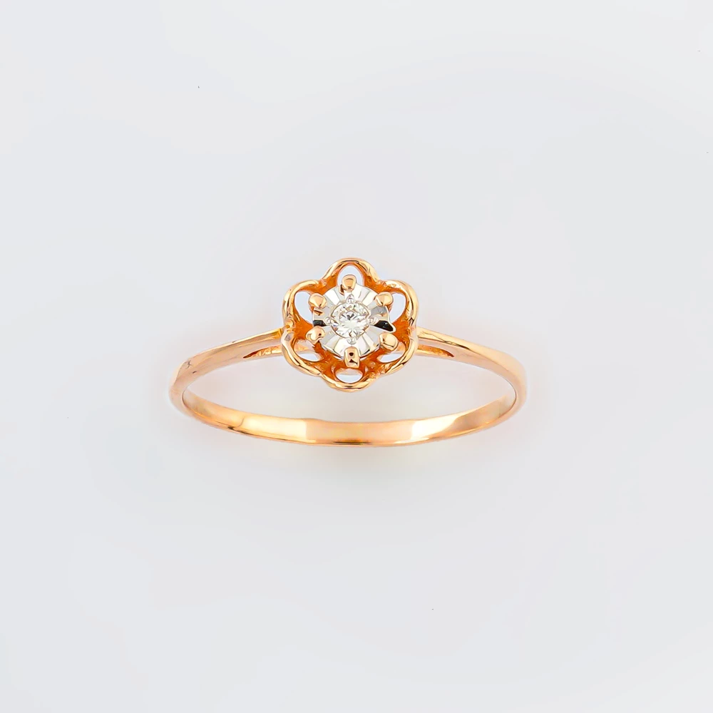 Кольцо с бриллиантом из красного золота 585 пробы