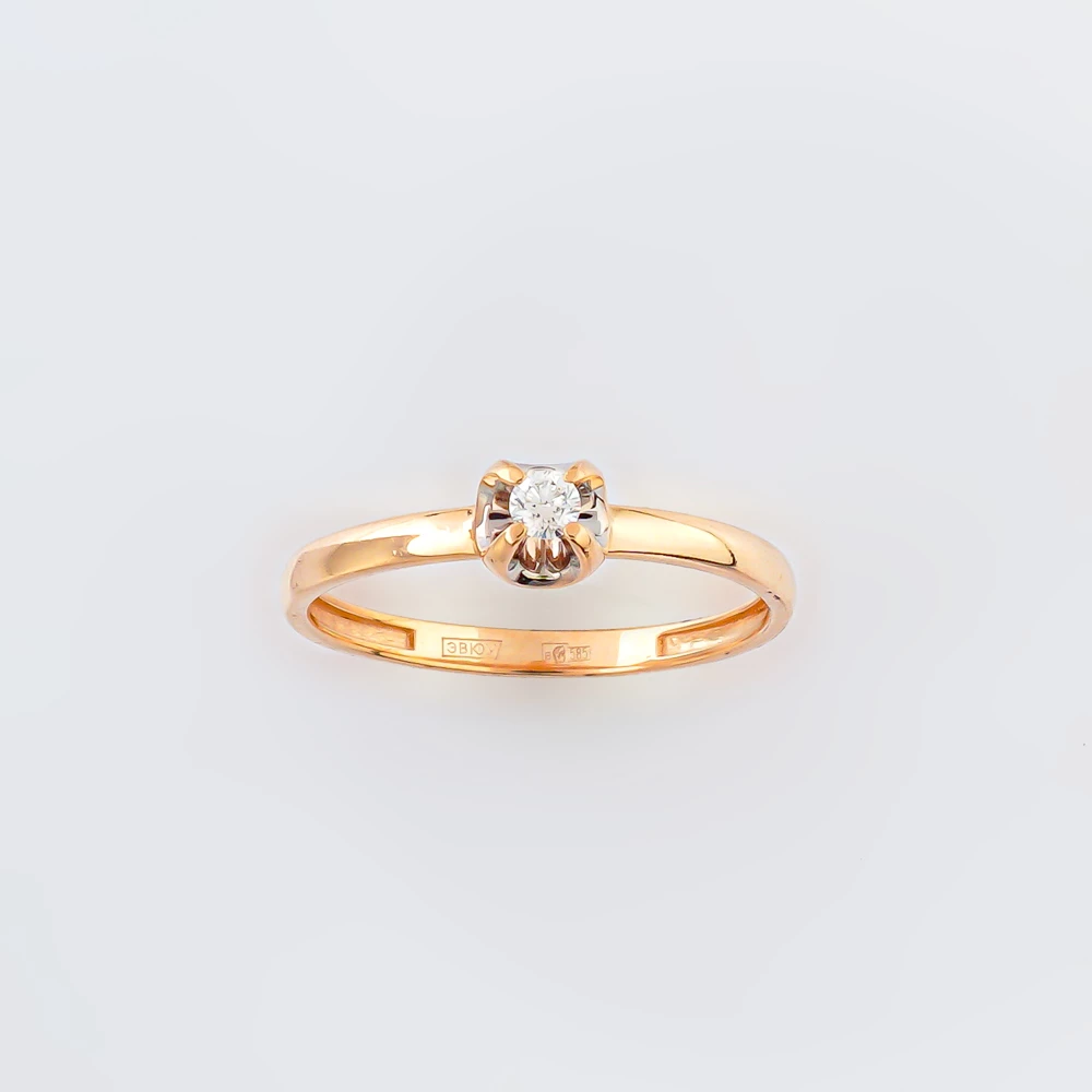 Кольцо с бриллиантом из красного золота 585 пробы