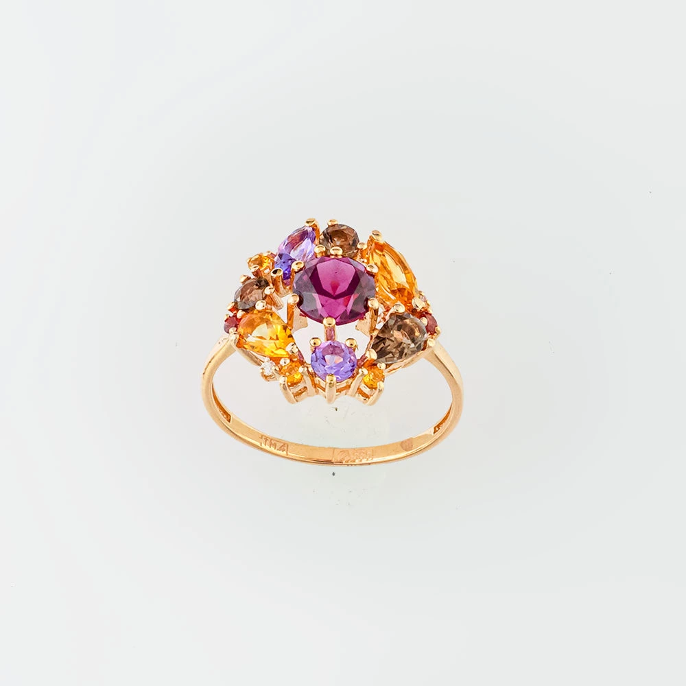 Кольцо с родолитом из красного золота 585 пробы Кольцо с родолитом из красного золота 585 пробы