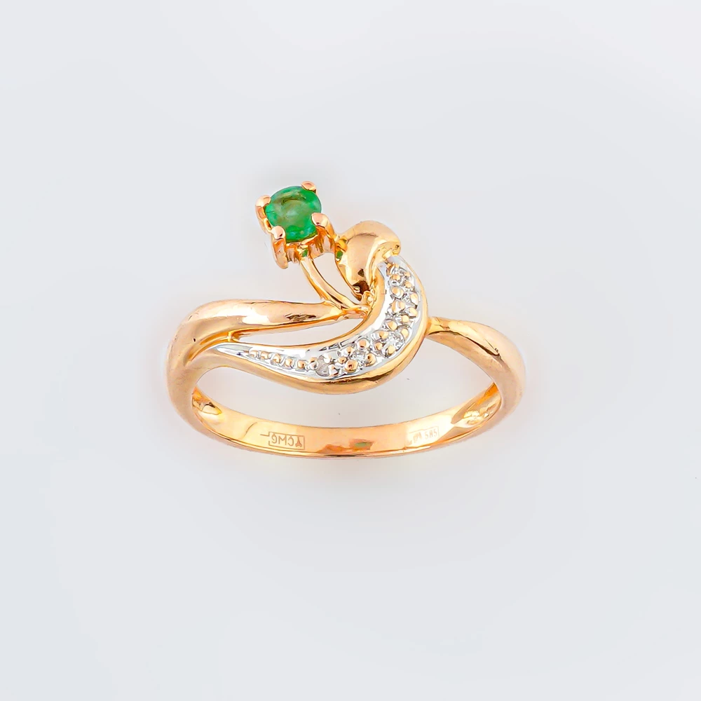 Кольцо с изумрудом из красного золота 585 пробы