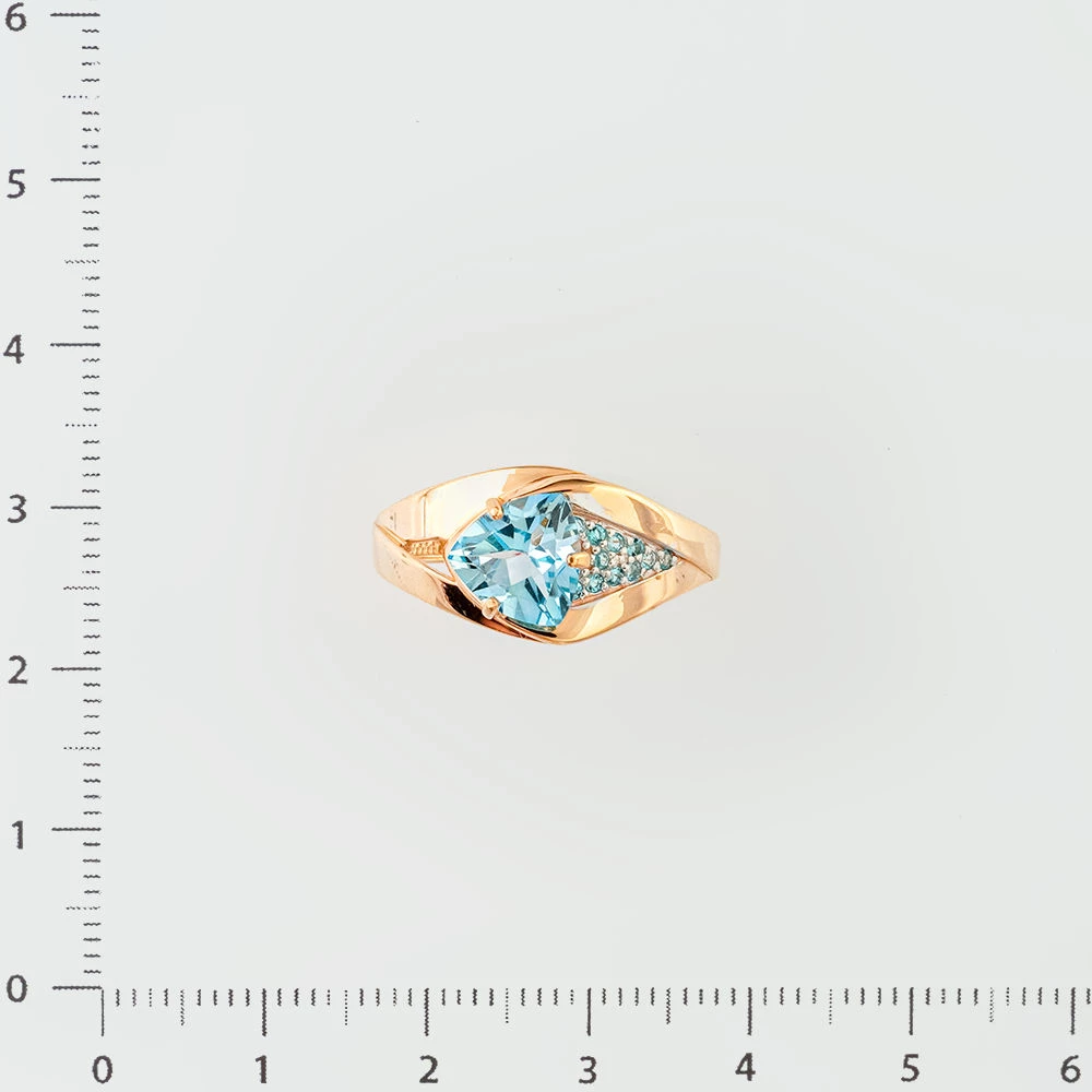 Кольцо с топазом из красного золота 585 пробы