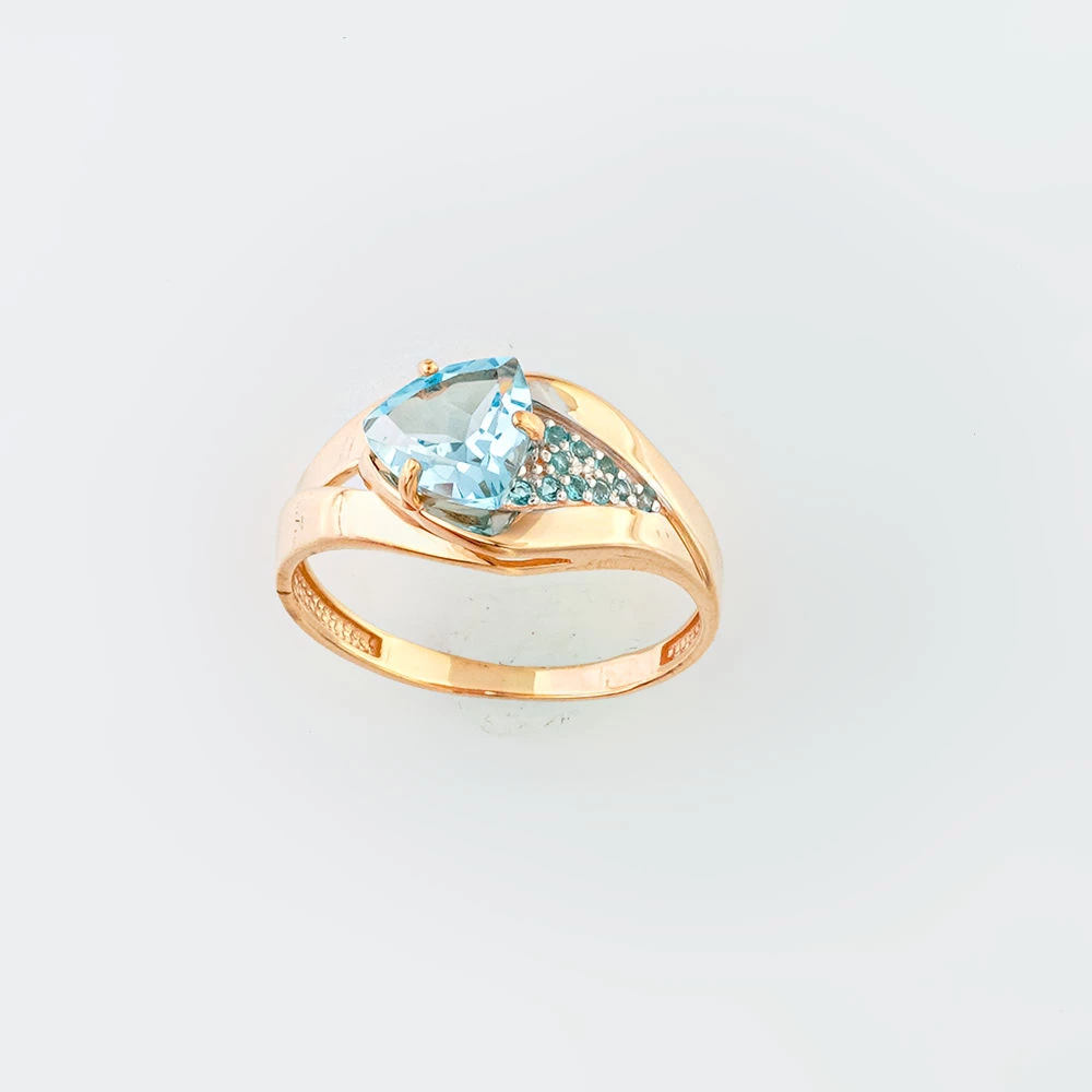 Кольцо с топазом из красного золота 585 пробы