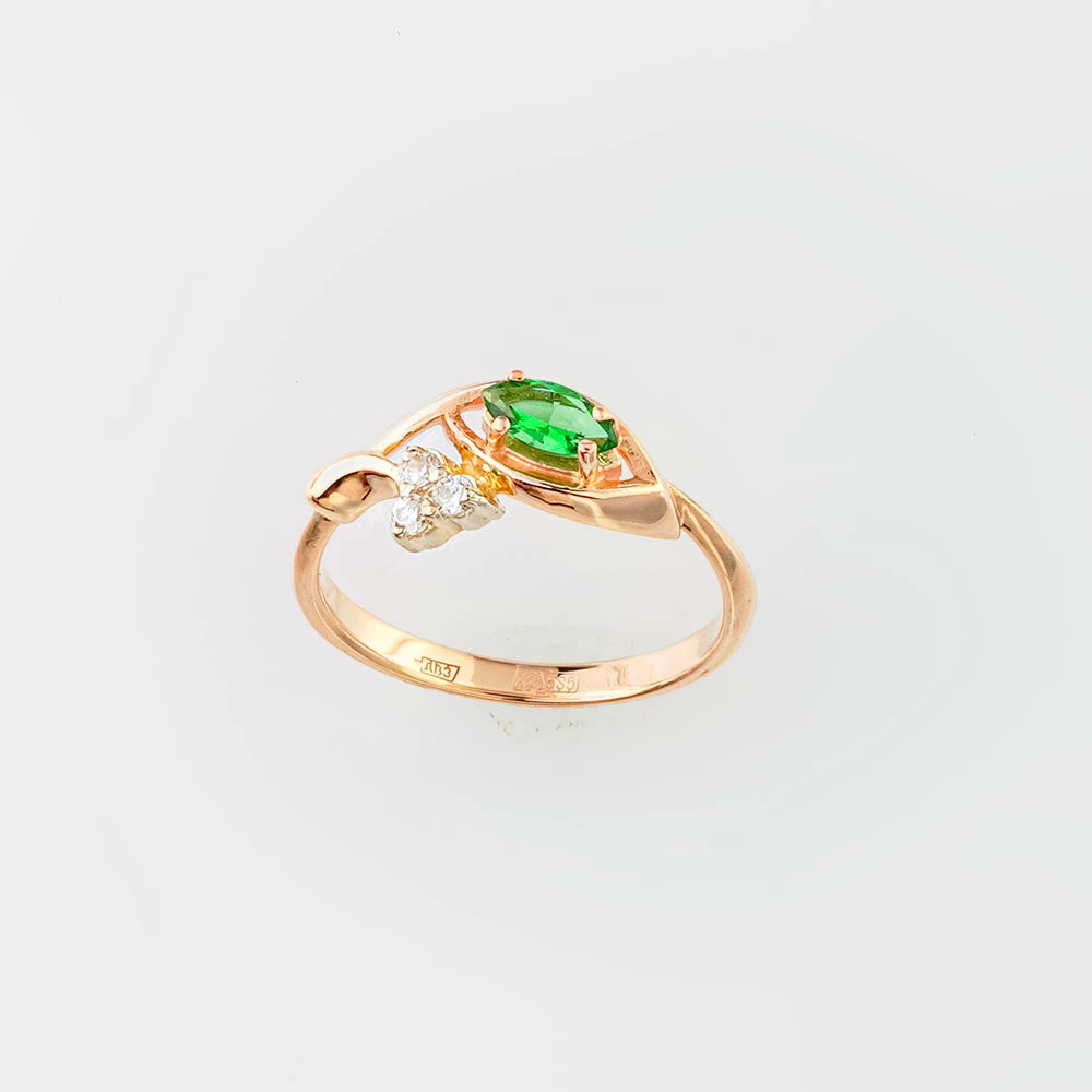 Кольцо с фианитом из красного золота 585 пробы Кольцо с фианитом из красного золота 585 пробы