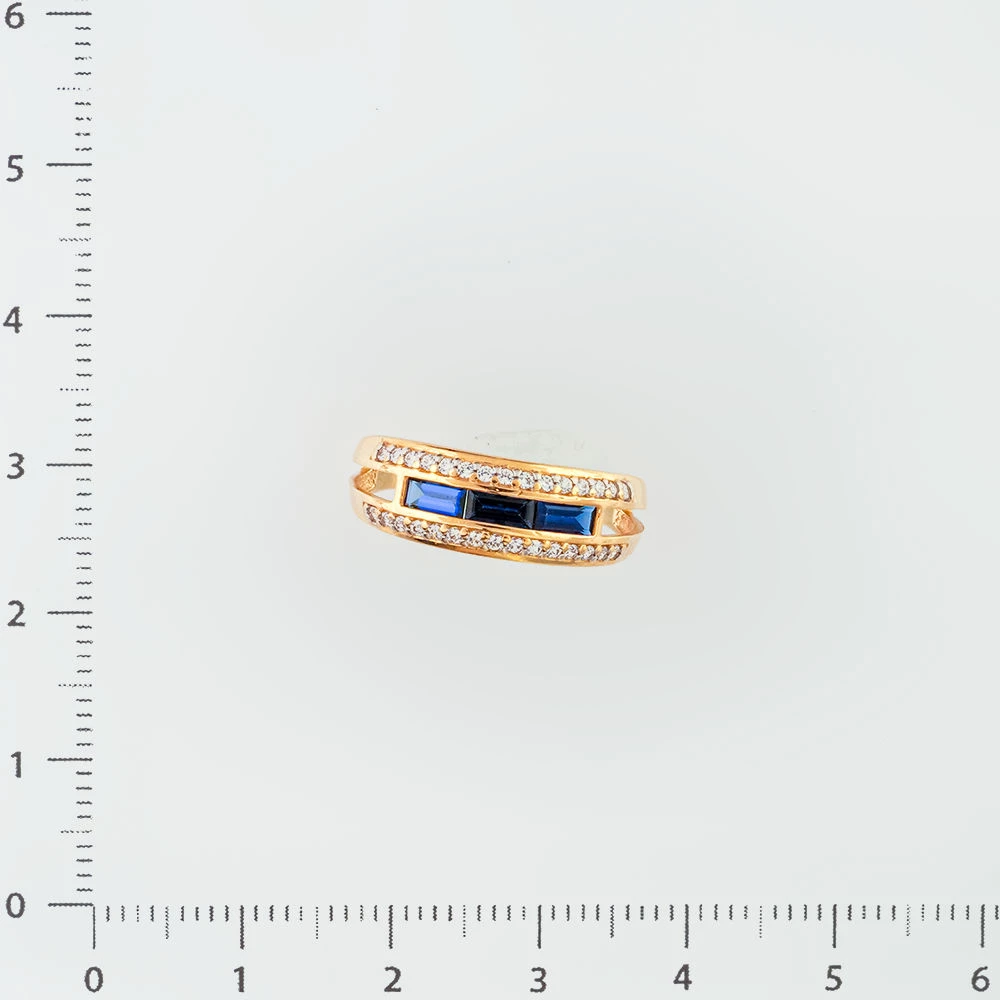 Кольцо с сапфиром синтетическим из красного золота 585 пробы Кольцо с сапфиром синтетическим из красного золота 585 пробы