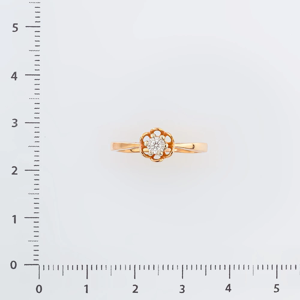 Кольцо с бриллиантом из красного золота 585 пробы