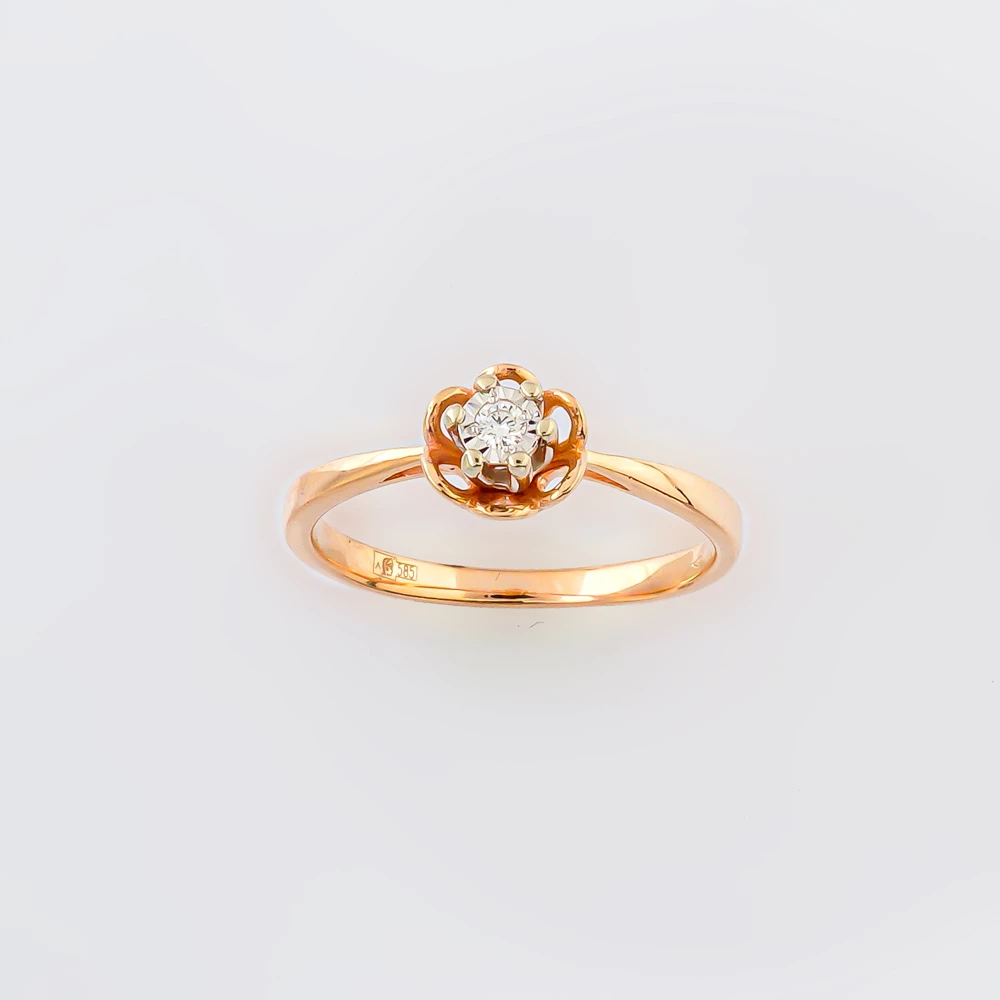 Кольцо с бриллиантом из красного золота 585 пробы