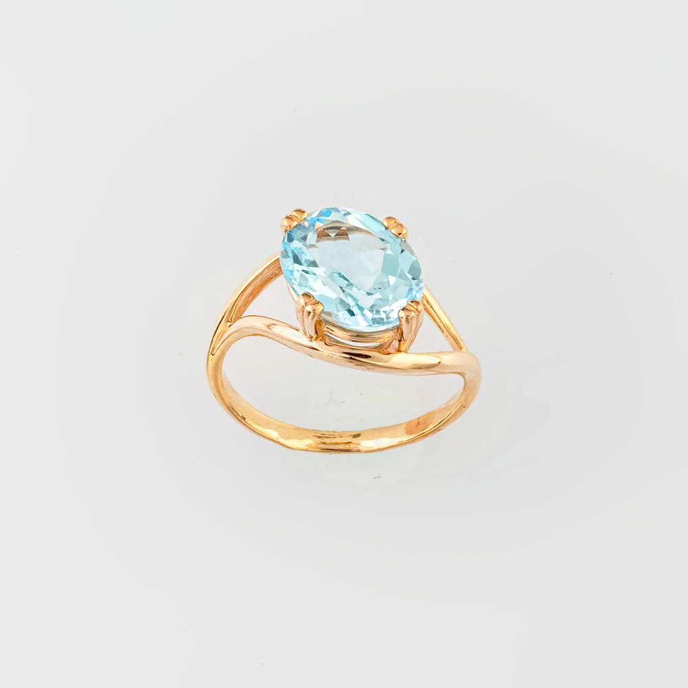 Кольцо с топазом из красного золота 585 пробы