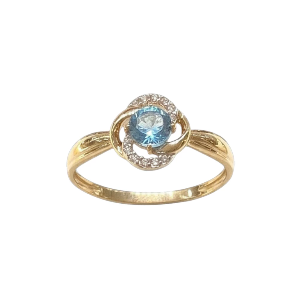 Кольцо с топазом из красного золота 585 пробы