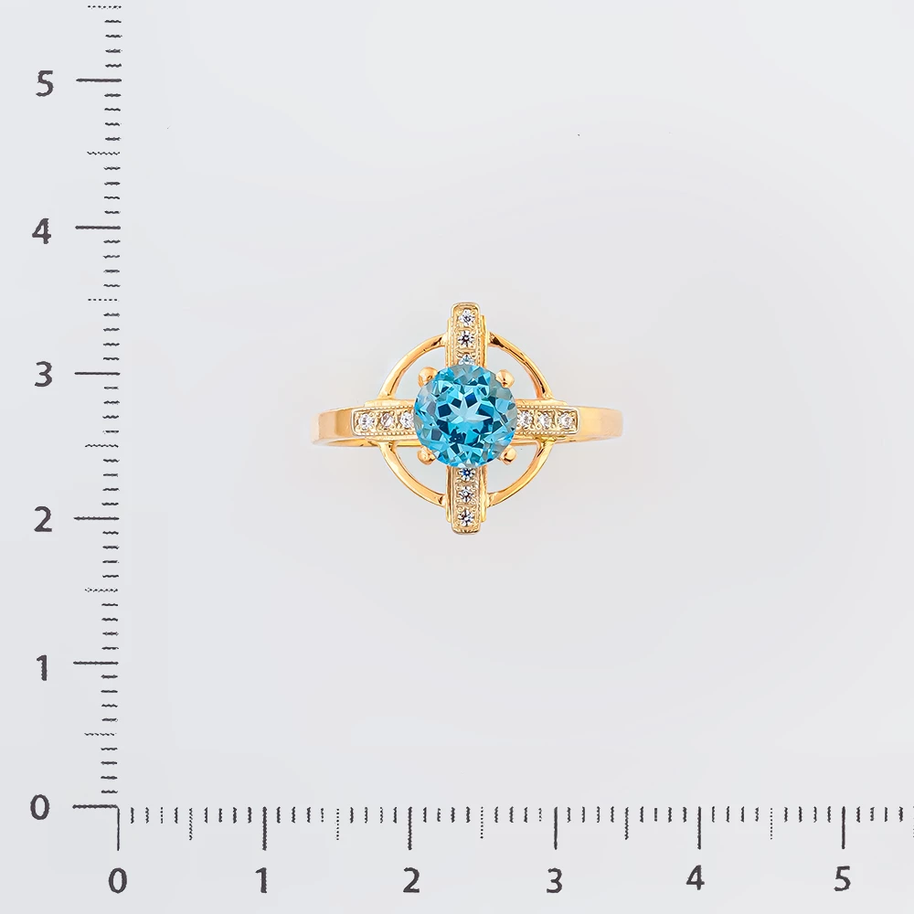 Кольцо с топазом из красного золота 585 пробы