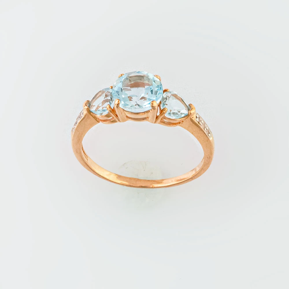 Кольцо с топазом из красного золота 585 пробы 1