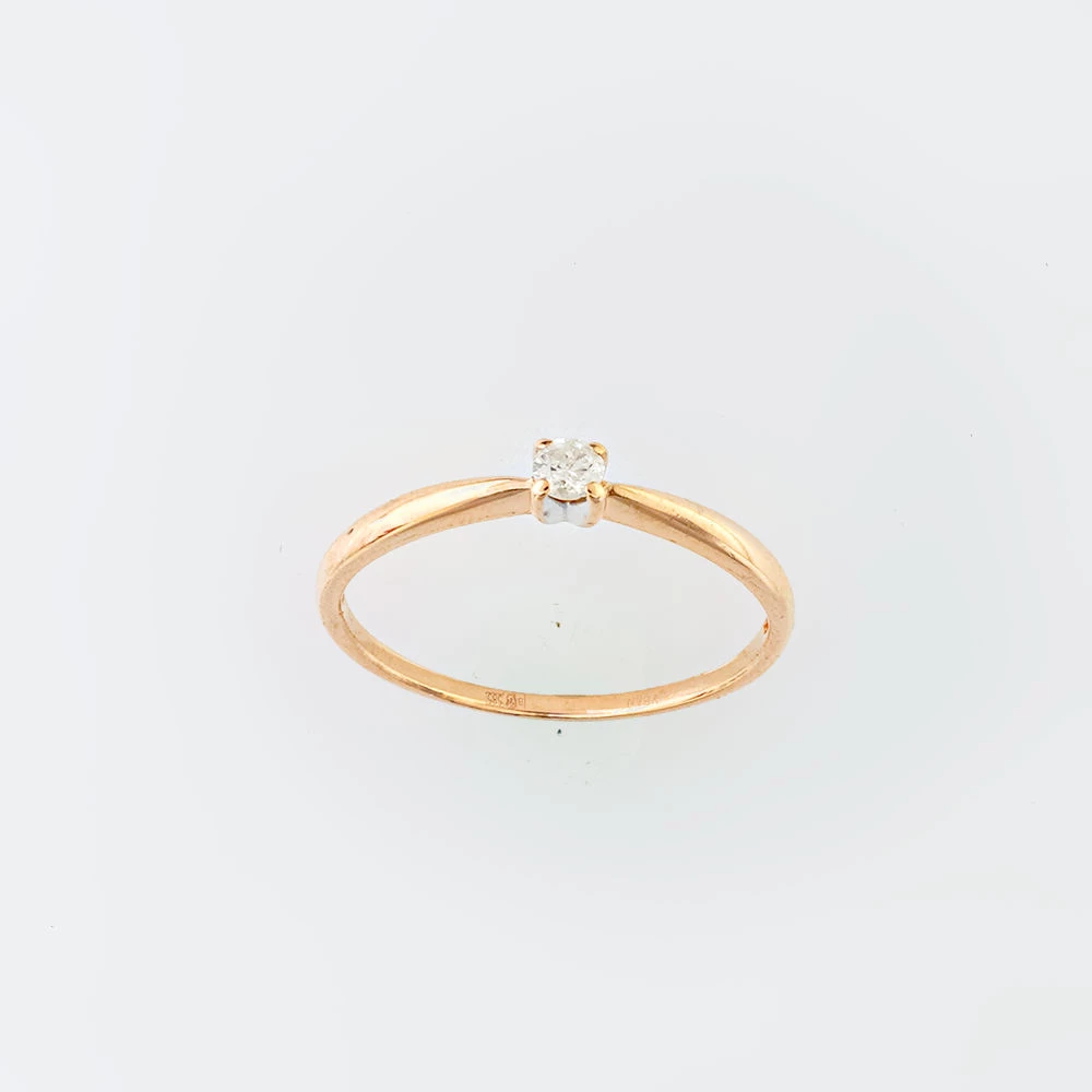 Кольцо с бриллиантом из красного золота 585 пробы